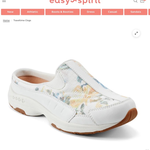 Easy Spirit Set Travel Time White Floral Clogs Slip on Sneakers - Picture 1 of 8